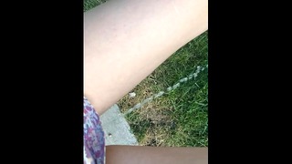 Babysitter Desperate To Pee Outside At Public Park