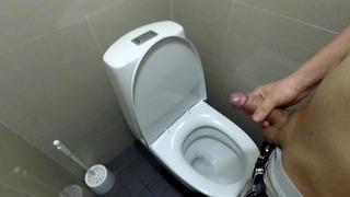 Quickie auto branlette dans les toilettes