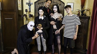 Familystrokes – Halloween Costume Party Ends With Creepy Family Group Sex