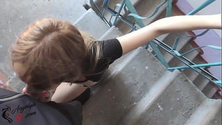 Seductive Sweetie Deep Oral Sex On Staircase – Public Sex