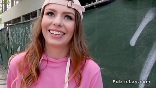 Teeny With Cap Recieves Cum On Face In Outdoor