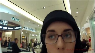 Outdoor Semen Walk At The Mall!