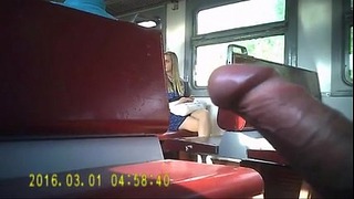 Мужчина в поезде дрочит на виду у девушек