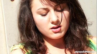 Shameless Teenage Lucy Masturbating Outdoors