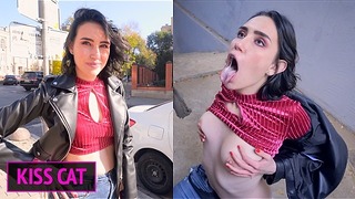Sperma op mij als een pornoster - Public Agent Pick-up student op straat en Fucked Kissing Cat