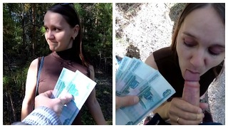 Russisk pige suger og sex for penge - Public Agent parodi