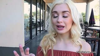 Blonde Teen Riding Cowgirl in Public
