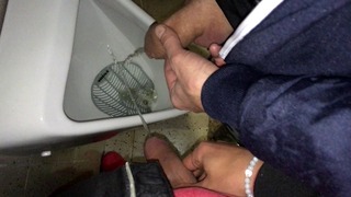 Pissing With My Step Bro at Disco Urinal