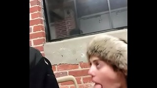 School Blond Lost Bet and Sucks Off Young Dude
