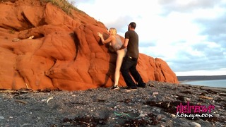 Amatorska para miesiąc miodowy seks na plaży (Nowa Szkocja)