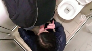 Cum Shot in Public toilet