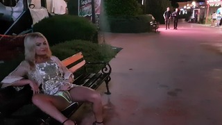 Masturbation in Front of tourists in Public Central City, Pee at Street