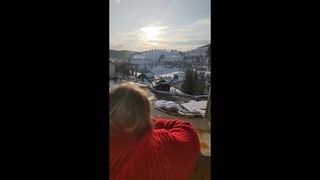 Public Balcony Doggyfuck With Big ass Bitch – Cumshot Over ass!