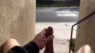 Quick Cum on Very Busy Street! Extremely Risky Outdoor  Masturbation!