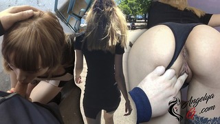Sexy Deep Blowjob on Staircase – Outside Sex