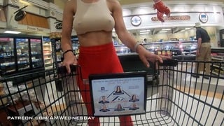 Shopping in Public With My Nipples Poking and Tight Pants