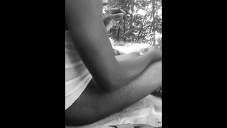 Big Black Cock Meets Stranger Public and Gets Handjob With Large Cum Shot