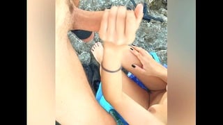 Masturbating on a Outside Beach Ends Up Jerking Off to a Outlander