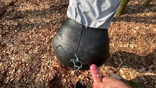 Amateur Stepmom is Fucked Outside in Her Leather Skirt
