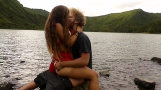 Horny Couple Pleasuring Each Other Plus Making Love Passionately at A Volcanic Crater Lake
