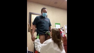 Sexy Brunette Doctor Stuffs Her Patient S Dick in Her Mouth