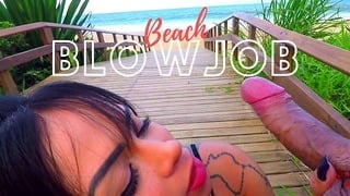 Hot Submissive Close Up Pov Oral Sex Sperm in Mouth Public Beach Sex