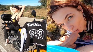 Sunny Day for A Motorcycle and A Sloppy Outdoor Mountain Fellatio Near Gibraltar – Mimi Boom