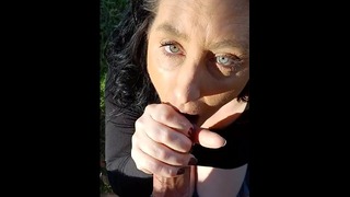 Whore Wife Makes Herself Gush By The River Before Sucking Cum Out Of My Penis