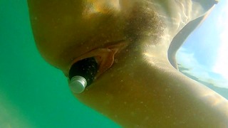 Big Adventure Of A Short Flask Underwater Pussy Push Exercises Naked In Public