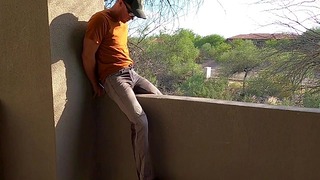 Piss And Cum On A Hotel Balcon