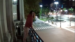 Outdoor Outside Pissing From A Balcony In America