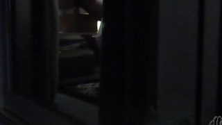 Bouncy Woman Riding Dildo Masturbation From Voyeur POV Apartment Balcony