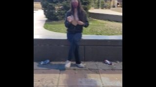 Naughty Wife Flashes At The Skate Park While A Stranger Walks By
