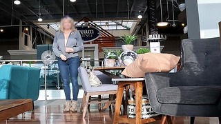 Pierced Tits On Display While Furniture Shopping – Public Tits Flash – Topless Under Jacket