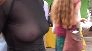Teaser – Sheer Top At A Street Market