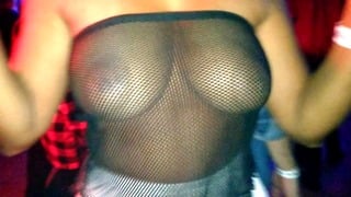 Wearing A Fishnet Top At Disco Club