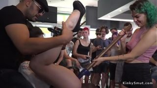 Busty Brunette Fucked In Public With Dildo