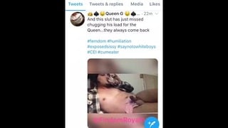 Cumslut på Twitter! Sperm Besatt Sissy Swallows For Findomroyaltyg