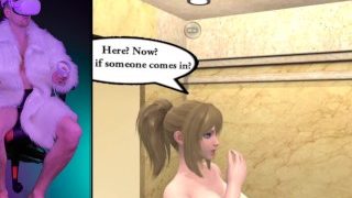VRゲームのエレベーターセックス。相互の作用 Hentai バーチャルリアリティで