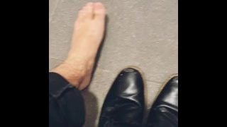 Ftm Strips Off Boots & Socks In Public Toilet And Stretches Feet & Toes On Dirty Restroom Floor