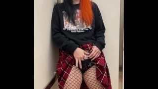 Goth Girl Touching Herself In Elevator