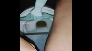 Hairy Girl Pissing In The Public Toilet In A Mall