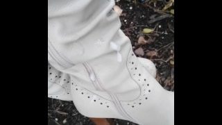 He Followed Me In The Street And I Let Him Cum On My Boots In Public Park And Filmed Cumshot