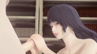 Hentai Non censuré - Futanari Sperme sur le visage de Shoko dans la bibliothèque