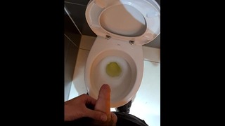 Horny Man Piss In The Public Toilet Of Shopping Mall And Play With Dick 4K