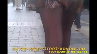Nylon And Leggings Together On A Street