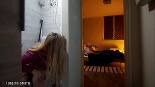 Peeking Stepbro And His Girlfriend Giving Head From The Toilet