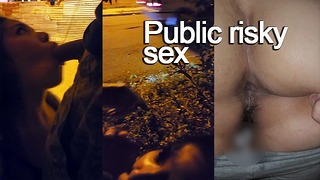 Sex na verejnosti. Ona saje môj penis na ulici. Anál na terase budovy. Časť 2-2