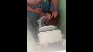 She Occupied The Toilet And Was Roughly Used As A Toilet And Pissed Over And Into Mouth Then Fucked