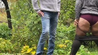 Watching A Hot Milf With A Fat Ass Piss In Pantyhose Outdoors